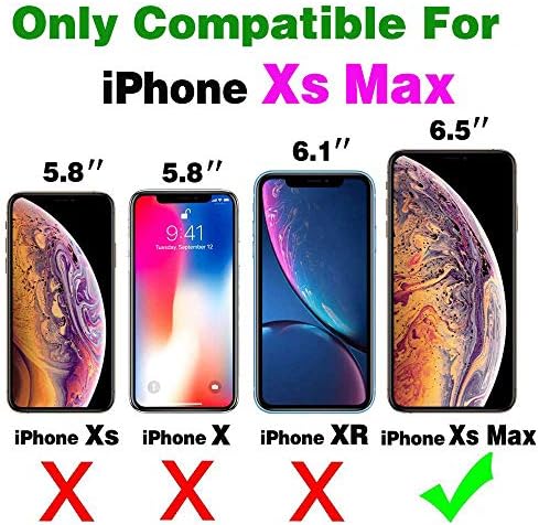 Asuwish Kompatibilis az iPhone Xs Max Tárca Esetben Edzett Üveg kijelző Védő fólia Cipzárral Bőr Flip Cover Kártya-tartó