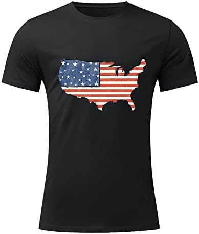 UBST Férfi Katona Rövid Ujjú Hazafias pólók, július 4-Retro bajba jutott Amerikai Zászló Nyári Alkalmi Tee Maximum