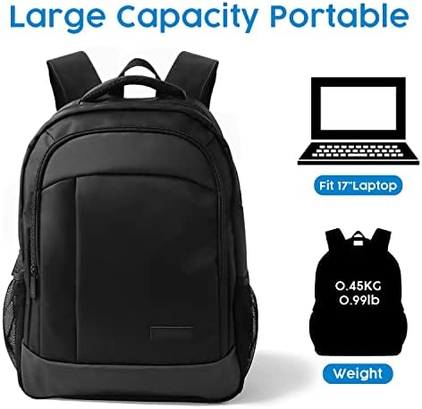 Richanvol Utazási Laptop Hátizsák 17.3 Inch Vízálló Számítógép Vissza Csomag Nő & Férfi College-Backbag Rekesz Fekete