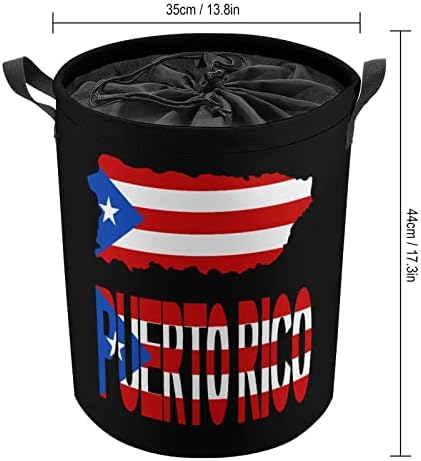 Térkép Zászló Puerto Rico Kerek Szennyes Zsákba, Vízálló Tároló Gátolják a Húzózsinórral Fedelét, majd Kezelni