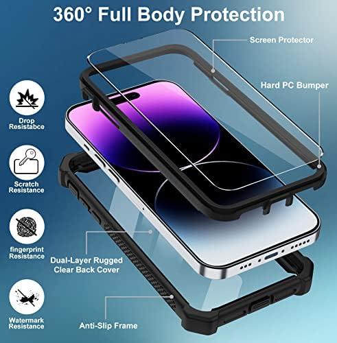 Aimoll-88 iPhone 14 Pro Max Esetében, képernyővédő fólia, nagy teherbírású Csepp Védelem [Nem-Sárgás] Teljes Test Masszív