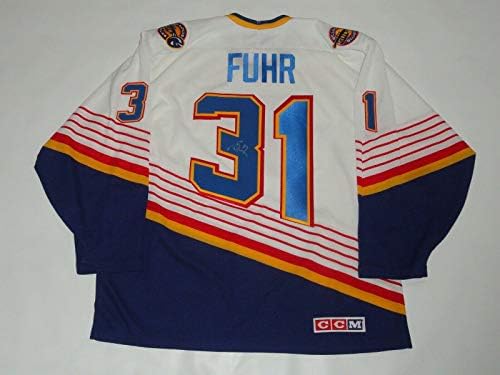Grant Fuhr Aláírt 31 Ccm St. Louis Blues Jersey Bizonyíték Hof Engedélyezett Psa Coa - Dedikált NHL-Mezek
