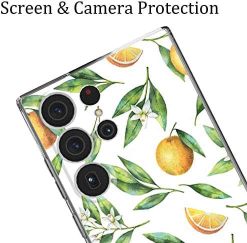 Kompatibilis a Samsung Galaxy S23 Ultra Gyümölcs Esetben, Akvarell Gyümölcs, Narancs Ág, Virág Levelek Grafikus Samsung