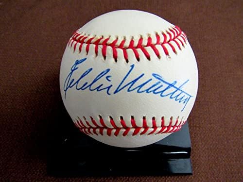 Eddie Mathews Bátrabbak 500 Hr Klub Hof Aláírt Auto Vintage Onl Baseball Szövetség Szépség - Dedikált Baseball