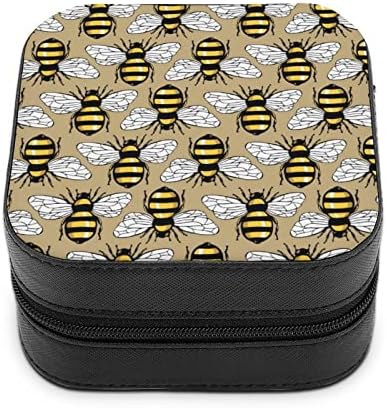 A méh Mézet Minta Ékszer Doboz PU Bőr Hordozható Kijelző Tároló Doboz Jogosultja Mini Esetben a Nők Ajándék