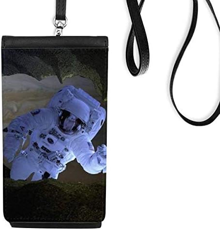 Galaxy Űrhajós Sötét Éjszakai Égbolt Phone Wallet Pénztárca Lóg Mobil Tok Fekete Zseb