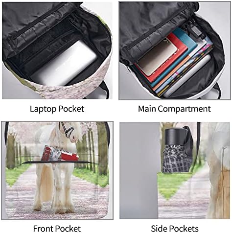 FeHuew 16 colos hátizsák 3D Állat-Fehér Ló Laptop Hátizsák Teljes Nyomtatási Iskola Bookbag válltáska Utazási Daypack