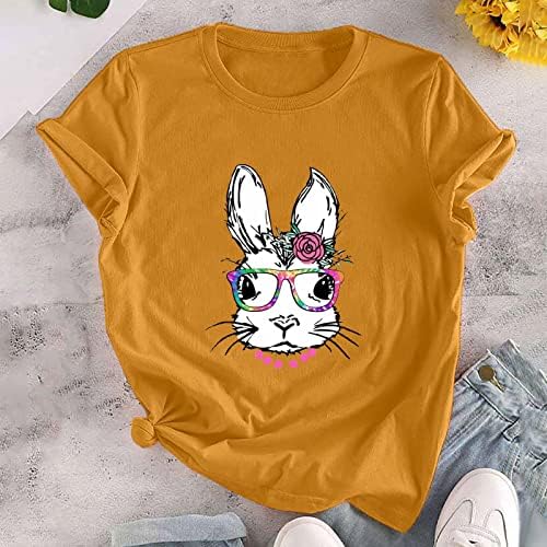 Húsvéti Nyuszi Grafikus T-shirt a Tini Lányok Nyári Alkalmi, Rövid Ujjú Legénység Nyak Aranyos Rabbit Nyomtatott Póló,
