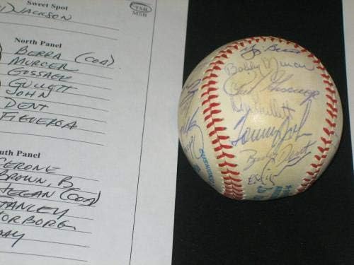 1980 Yankees Al Kelet-Bajnokok (24) Csapat Aláírt Dedikált Oal Baseball Szövetség Loa - Dedikált Baseball