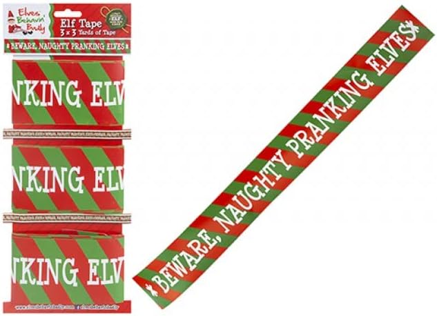 Manók Csúnyán Viselkedik Elf Design Nyomtatott Szalag | Zöld, Piros | Csomag 3-274x8 cm Tartozék, 274cm, Egy