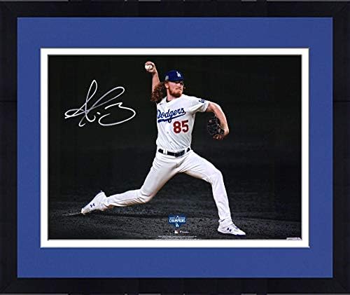Keretes Dustin Lehet, Los Angeles Dodgers 2020 MLB World Series Bajnokok Dedikált 11 x 14 Spotlight Fénykép - Dedikált