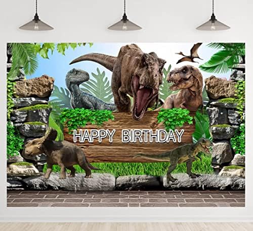 Dinoszaurusz Témájú Hátterekkel Fiúk Trópusi Dzsungel Boldog Születésnapi Party Fotózás Háttér Gyerekek Baba Zuhany