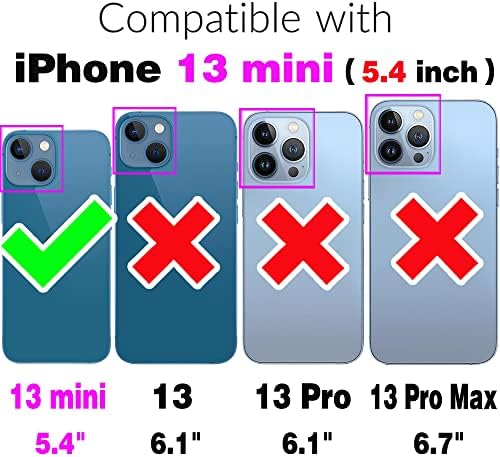 Asuwish Telefon tok iPhone 13 Mini 5.4 inch Tárca Fedél kijelző Védő fólia, valamint Kártya Tartóját Bling Csillogó