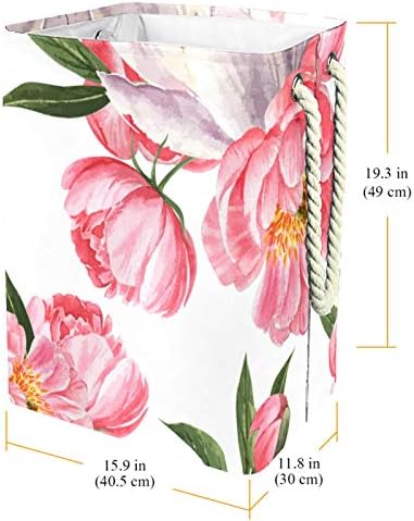 MAPOLO Szennyesben Akvarell pünkösdi Rózsa a Virágok Összecsukható Vászon Szennyes Tároló Kosár fogantyúval, Levehető