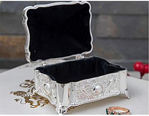 DEKIKA Mini gyönyörű ékszer tároló doboz,Csecsebecse, Doboz,Régi Ékszeres Doboz, cink Ötvözet Ezüst Négyzet Kicsi, Gyűrű,