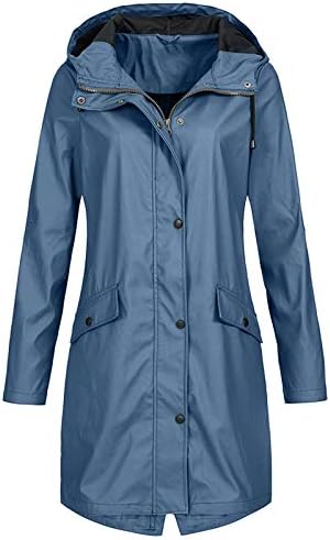 Eső Kabátok Női 2022 Plus Size Hosszú Ujjú Vízálló Sportruházat Kabát Kapucnis Cipzáras Fel Plus Size Hosszú kabát Kabát