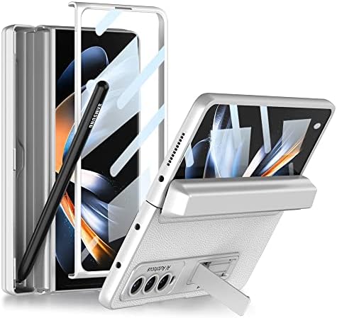 SHIEID Samsung Z Fold 4 Esetben Bőr tolltartó, Galaxy Z Fold 4 Esetben a Zsanér Védelem Beépített képernyővédő fólia