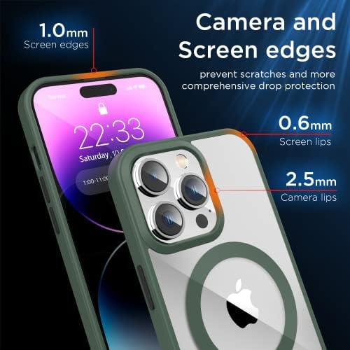 SUCGLES iPhone 14 Pro Max Telefon Esetében MagSafe Mágneses Borító, [Erős Mágnes] [Katonai szintű Védelem] Slim Mag