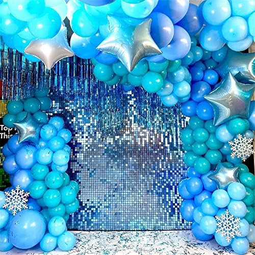 Baba Kék Csillámos Fal Hátteret Panelek Függetlenség Napja - 24 Db Négyzet Sequin falpanelek Glitter Fél Hátteret, Fali