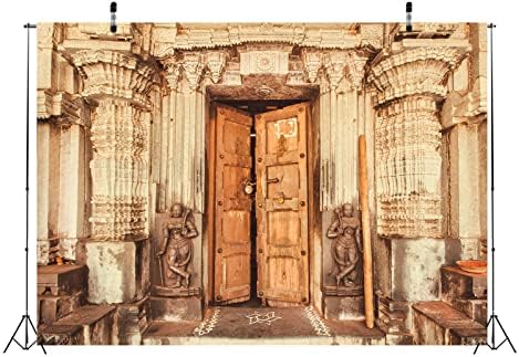 BELECO 10x8ft Szövet Történelmi Hindu Templom Fotózás Hátteret Indiai Hagyományos Templom Bejárat Oszlopok, Szobrok