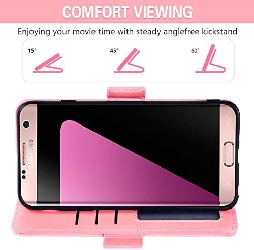 Asuwish Kompatibilis a Samsung Galaxy S7 Tárca az Esetben Edzett Üveg kijelző Védő fólia Kártya Tartóját Flip Táska