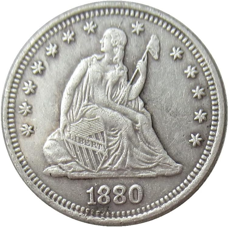Egyesült ÁLLAMOK 25 Cent Zászló 1880 Ezüst Bevonatú Replika Emlékérme
