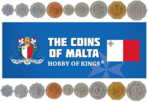 7 Érmék Málta | Máltai Érme Meghatározott Gyűjtemény 1 2 5 10 25 50 Cent, 1 Líra | Juttatni 1991-2007 | Kék Követ Rigó