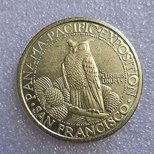 Antik Kézműves 1915 S$50 Panama-Pacific Silver Dollar Emlékérme Emlékérme Érme 2084