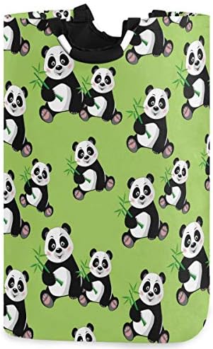 visesunny Összecsukható Kosárban Panda a Zöld Bambusz Minta Nagy Szennyesben fogantyúval Játékok, Ruházat Szervezet