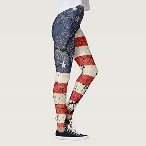 Július 4-én Leggings Női Has Ellenőrzési Amerikai Zászló Leggings Kényelmes, Könnyű, Sportos Tömörítés Edzés Harisnya
