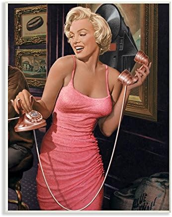 Stupell Iparágak Marilyn Hívás Glam Divat Illusztráció Falon Emléktábla, 10 x 15, Színes
