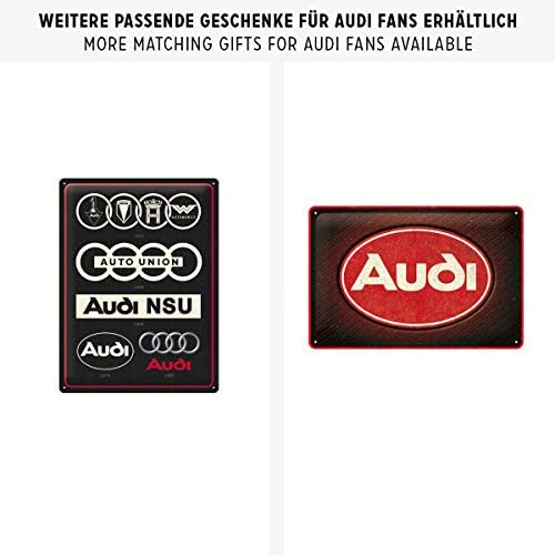 Nosztalgikus-Art Retro Adóazonosító Jel, 11.8 x 15.7, Audi – Logó Evolúció – Ajándék ötlet az autós tartozékok rajongók,